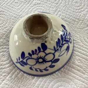 Vintage Hand-Painted Ceramic Bowl With Blue Floral Design